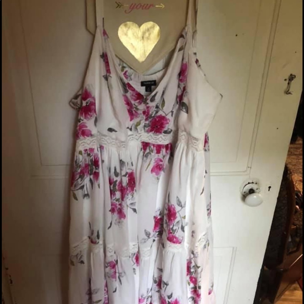 Torrid white and pink floral dress!